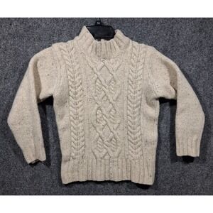 Islander Sweater  Girls S Beige Merino Wool‎ Cashmere Cable Knit Mock Neck